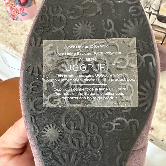 UGG Alloway Purple Rhinestone Bow Sherlong Lined Loafers sz: 7.5 - Picture 9 of 9